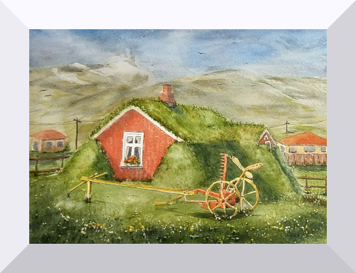 "Lindarbakki Borgafirði eystri", 26 x 31cm