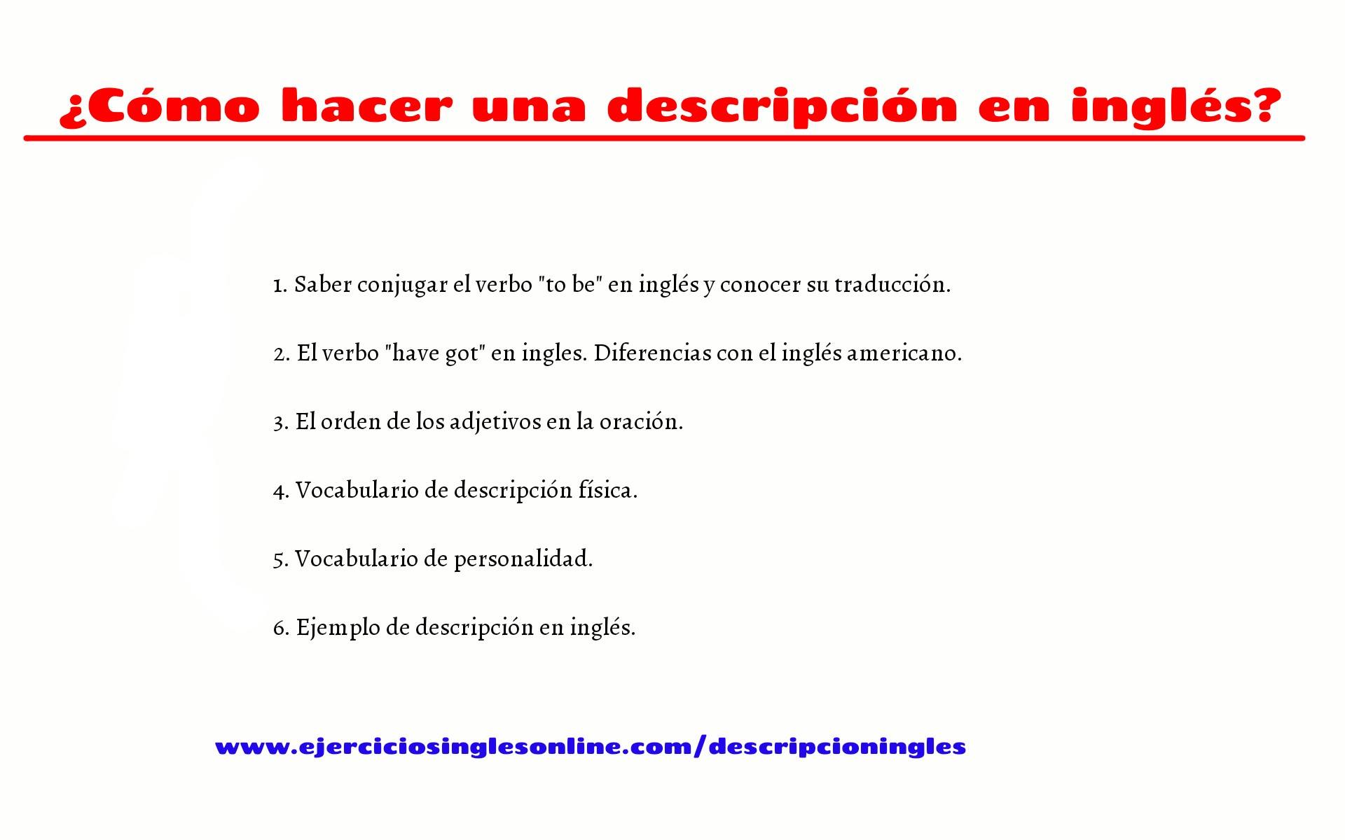 Descripciones En Ingles Ejercicios Ingles Online