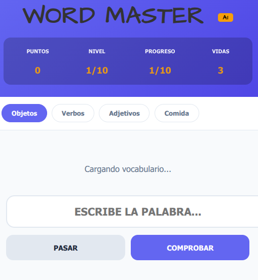 Ordena la palabra en inglés - Nivel A1