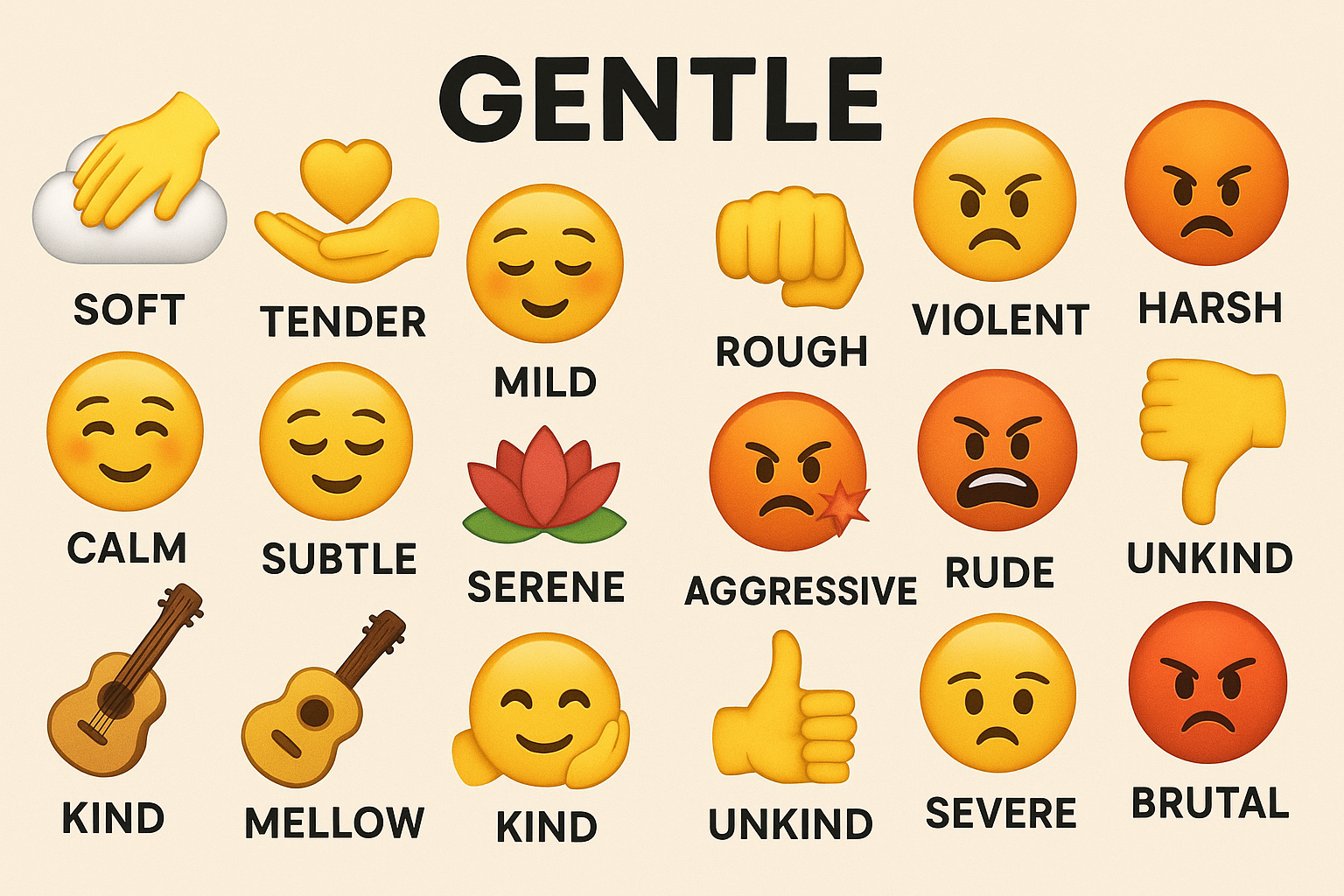Gentle - Sinónimos y antónimos - Ejercicio