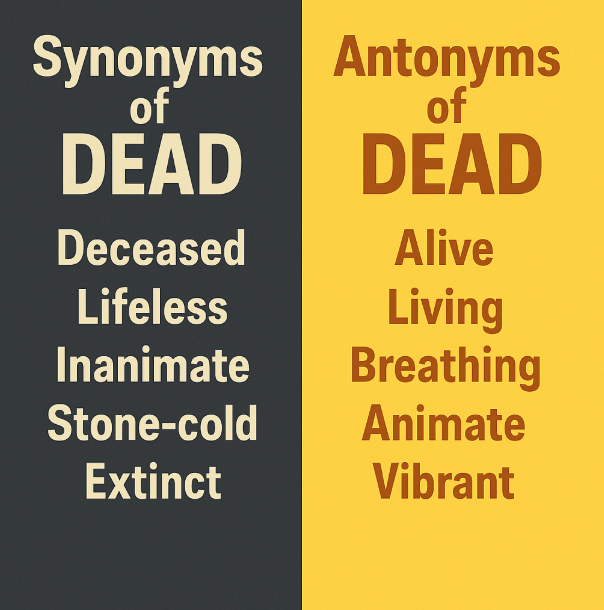 Dead - Sinónimos y antónimos en inglés - Ejercicio