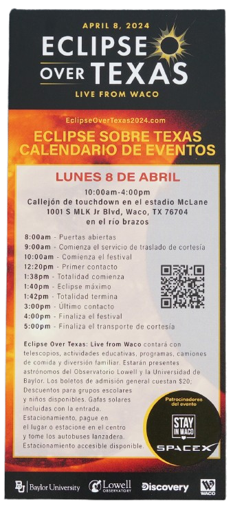 Flyer eclipse 2024 Texas