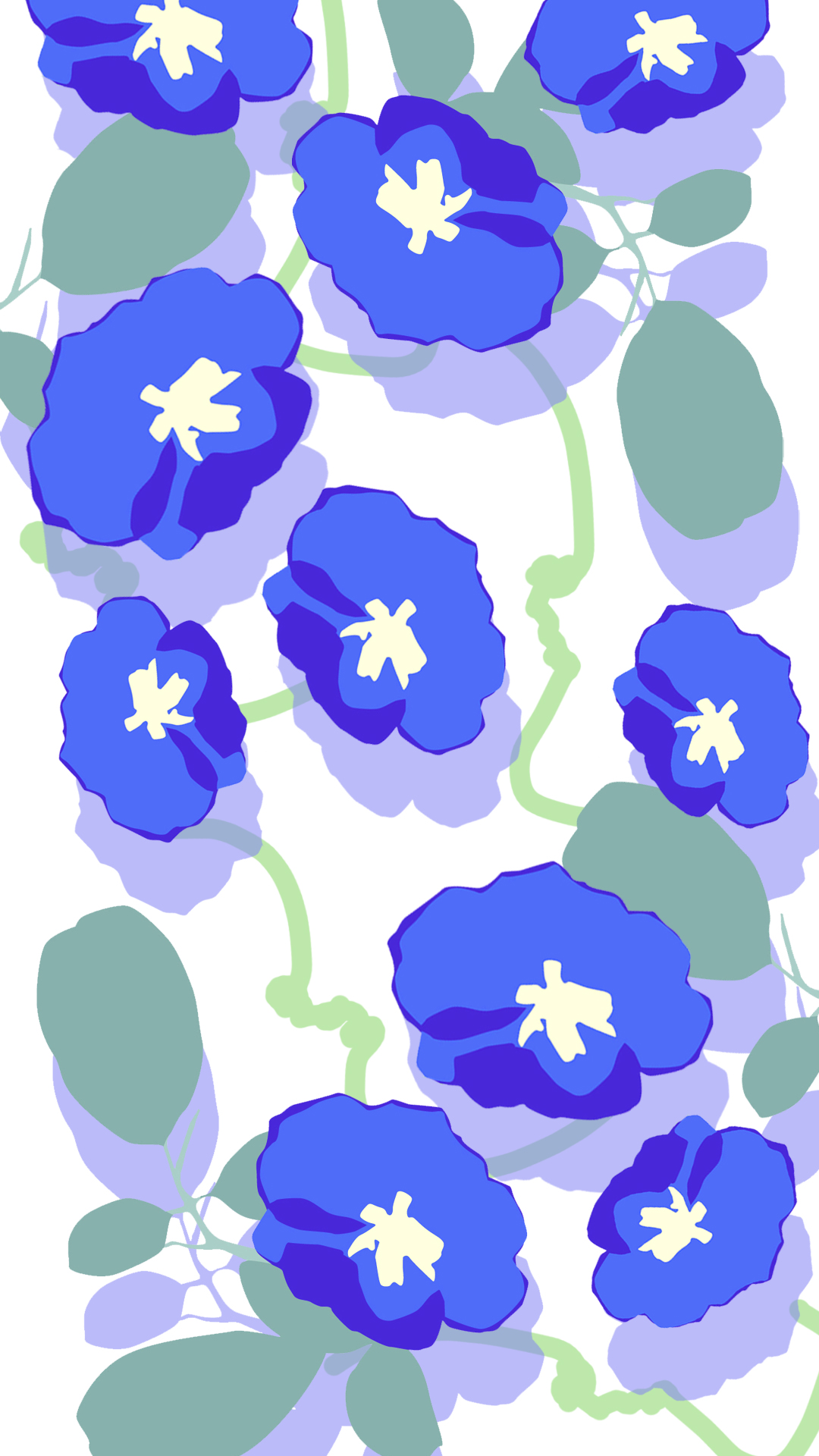 スマホ壁紙 待ち受け画像 アサガオの花のイラスト 無料で大人可愛いスマホ用待ち受け画像をダウンロードできる Cute