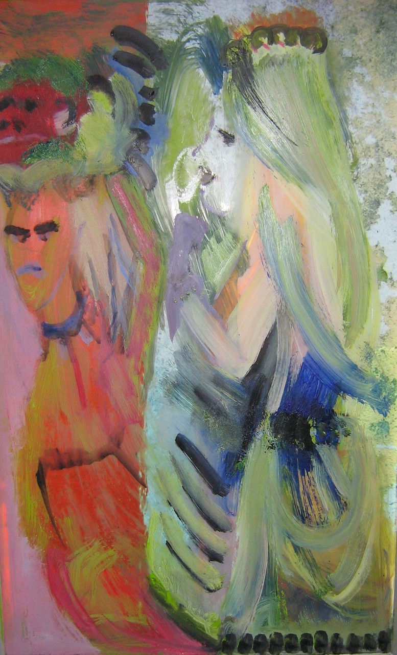 "Judith con la cabeza de Holofernes", óleo sobre luminoso metálico.