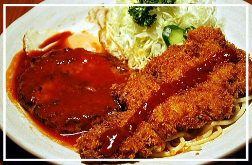 ハンバーグとロースカツセット
