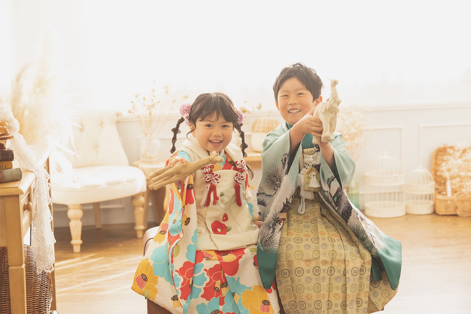 七五三写真撮影の兄弟