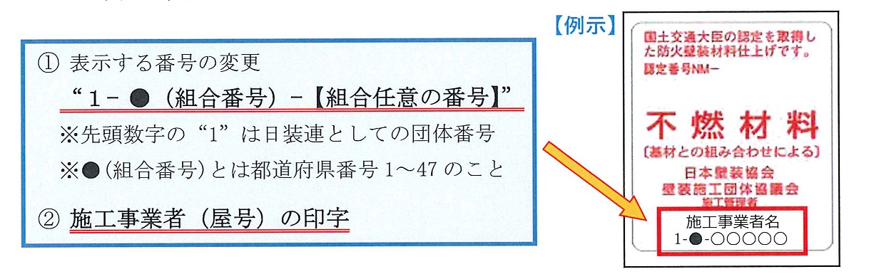 防火施工管理ラベルの印字内容に関するお知らせ