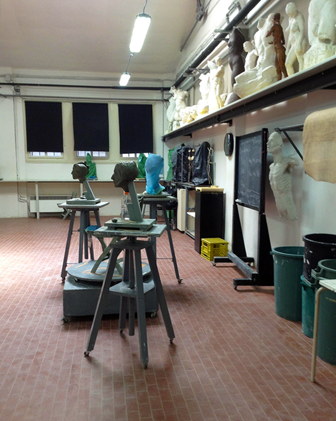 Studio space on the campus of The Florence Academy of Art Sculpture Program