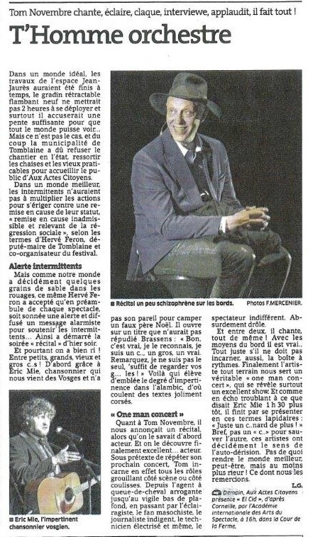 EST REPUBLICAIN 25 Mai 2014 première partie de TOM NOVEMBRE