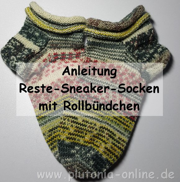 Anleitung für Reste-Sneaker-Socken mit Rollbündchen