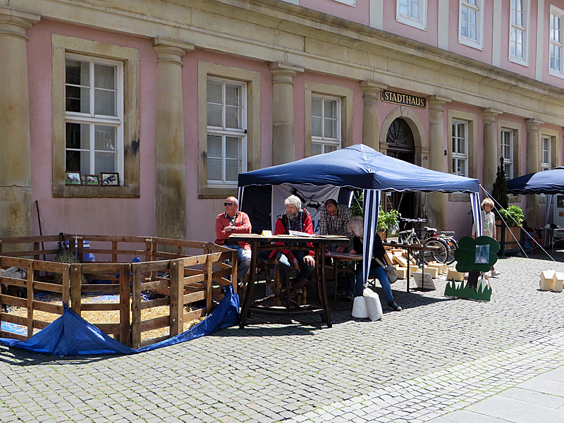 Das Zelt des NABU-Standes vor dem Eingang zum Stadthaus 