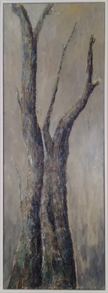 Baum 1, 42x127cm, Acryl + Ölkreide