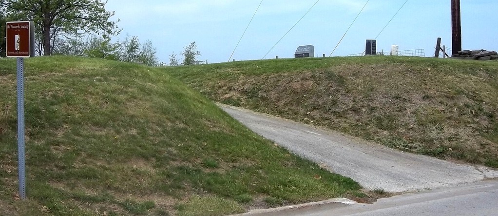 The former entry to the Old Macomb Cemetery on Wigwam Hollow Road.