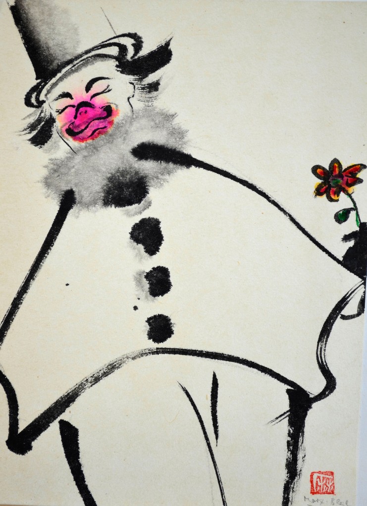 Clown mit Blume/ 1980/24,4x35,0cm/ID: X134-1612