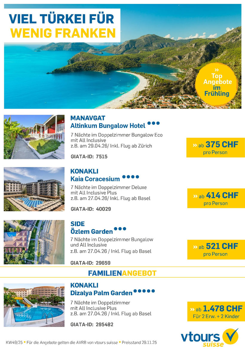Frühling 2026 am Meer in der Türkei jetzt vom Frühbucherrabatt profieren 