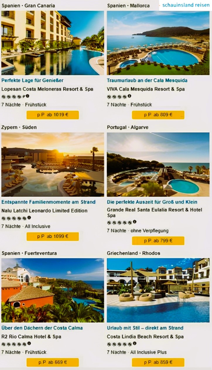 Badeferien Angebote Schauinsland Reisen - TravelBrain Reisen