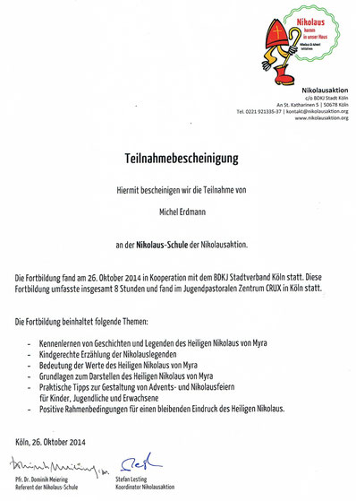 Zertifikat "Heiliger Nikolaus"