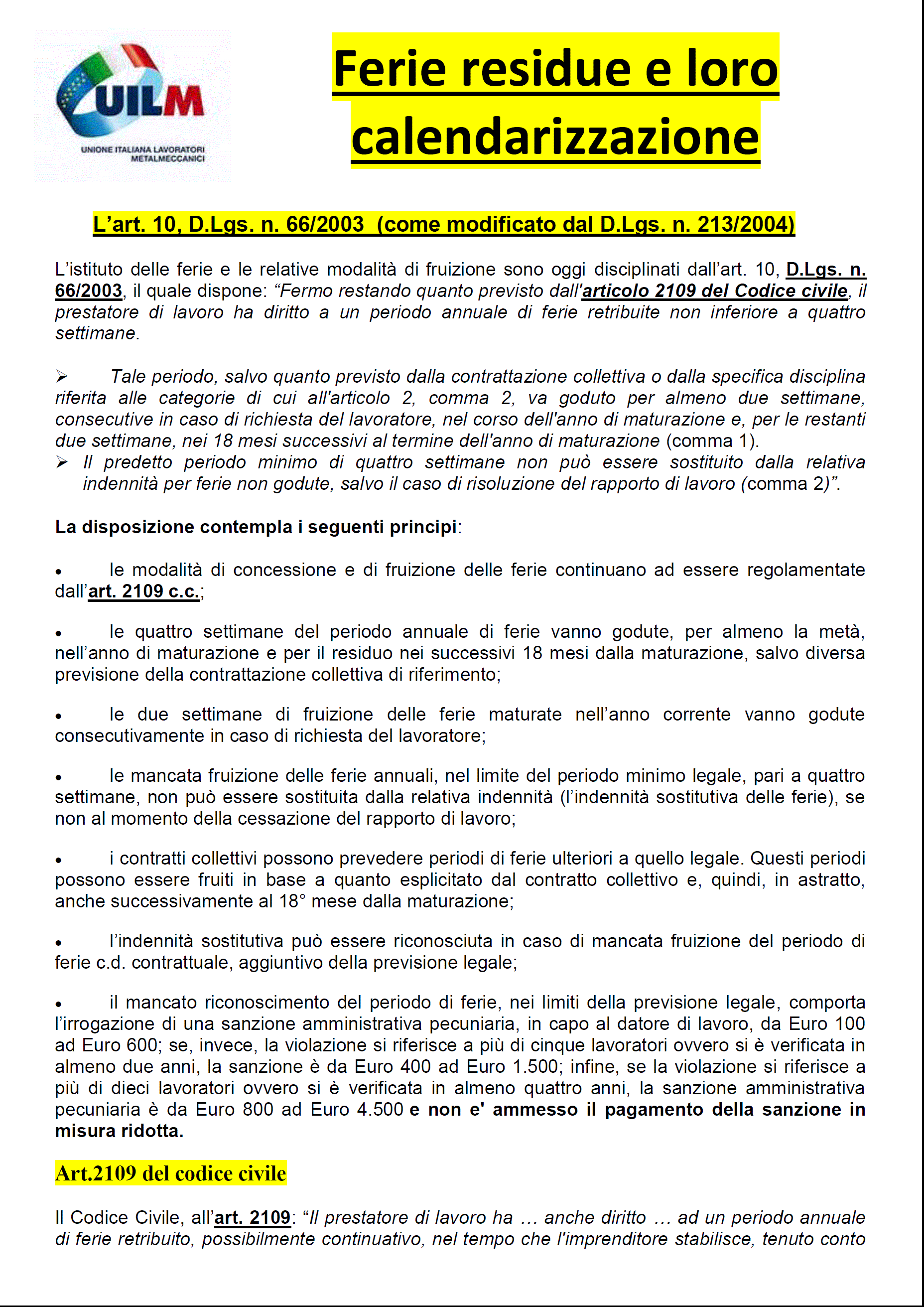 FERIE RESIDUE - Uilm Provincia di Cuneo