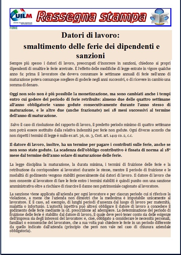 FERIE RESIDUE - Uilm Provincia di Cuneo