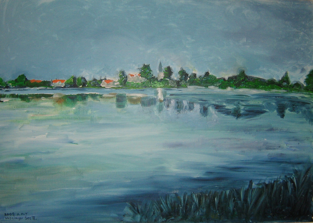 Pleinairmalerei Seefeld: Weßlinger See II von Anita Alt (Acryl auf Leinwand)