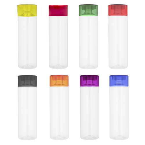 CÓDIGO T132 TESLA Cilindro de plástico con tapa enroscable de color y cuerpo traslúcido. (El stock de la base se maneja por separado). Material: Plástico Capacidad: 660 ml. Medidas 22 x 6.5 cm