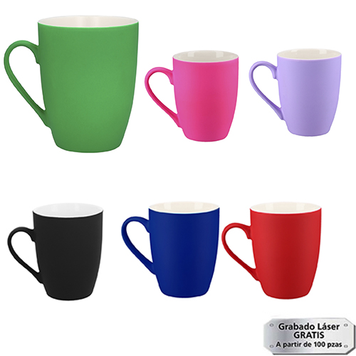 Código HO 021 KOZ Taza de cerámica con acabado Rubber. Material: Cerámica. Capacidad: 400 ml. Medidas: 10.5 x 8 cm 