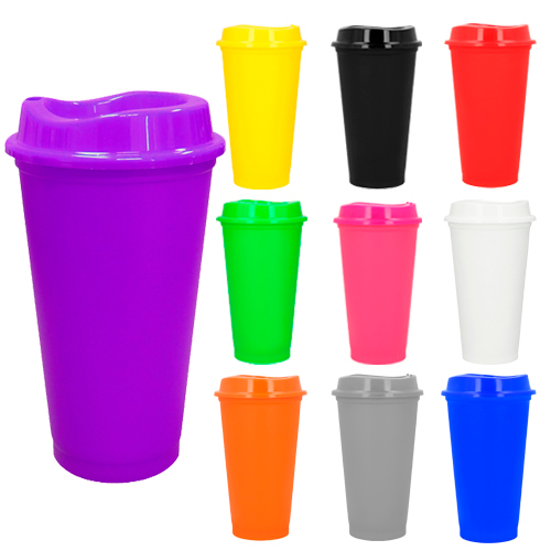 Código T 191 SIRENA Vaso plástico de una pared con tapa a presión. Material: Plástico Capacidad: 475 ml.  Medidas del producto Alto: 16.0 cm. Ancho: 9.0 cm. 