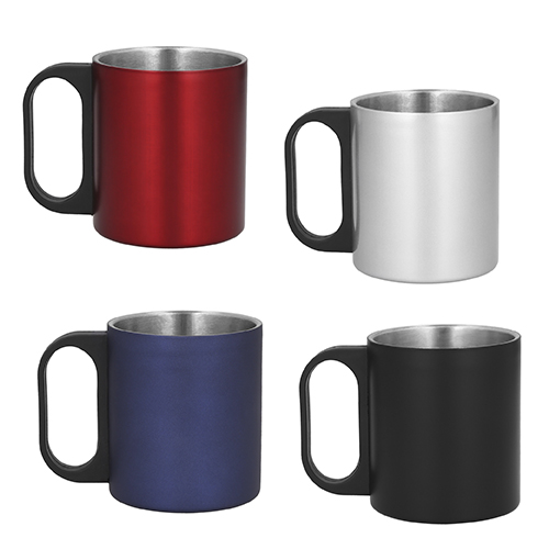 Código T 72 MOKA Taza de acero inoxidable acabado mate y asa de plástico. Material: Acero inoxidable Capacidad: 180 ml. Medidas del producto Alto: 7.5 cm. Ancho: 7.0 cm.