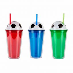 Código SOC 048 VASO CHAMPION Doble pared. Popote incluido. Material: Plástico. Medida: 9.5 x 20 cm. Capacidad: 500 ml 