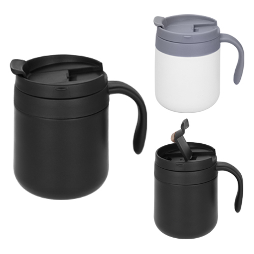 Código T 99 BILBAO Taza con doble pared de acero inoxidable, con base de silicón, asa de plástico y tapa de cierre a presión con válvula de seguridad. Material: Acero Inoxidable Capacidad: 365 ml. Medidas del producto Alto: 12.0 cm. Ancho: 9.0 cm.