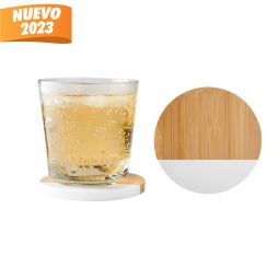 Código BAR 017 SET DE PORTAVASOS CULMO Incluye 2 piezas de portavasos redondo. Material: Bambú / Polietileno. Medida: 9.4 cm Diámetro