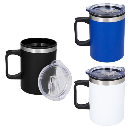 Código T 145 COFFEE Taza con doble pared de acero inoxidable e interior de plástico. Incluye tapa transparente de cierre a presión con seguro deslizable. Material: Acero inoxidable / Plástico Capacidad: 450 ml. Medidas Alto: 12.0 cm. Ancho: 8.5 cm. 