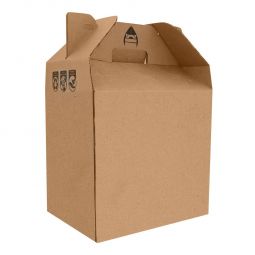 Código KTC 603 HIELERA BRISSAC Hielera de cartón con recubrimiento impermeable. Liviana, reutilizable y fácil de armar. Interior plastificado con bolsa biodegradable. Soporta un peso de hasta 10 Kg. Material: Cartón Kraft. Medida: 27.7 x 25.5 x 20.3 cm