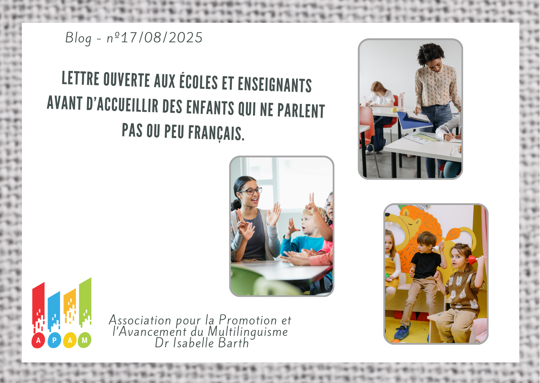 Lettre ouverte aux écoles et enseignants avant d’accueillir des enfants qui ne parlent pas ou peu français.