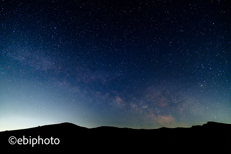 あぶくま洞と夜の吾妻小富士から眺める福島の夜景と天の川