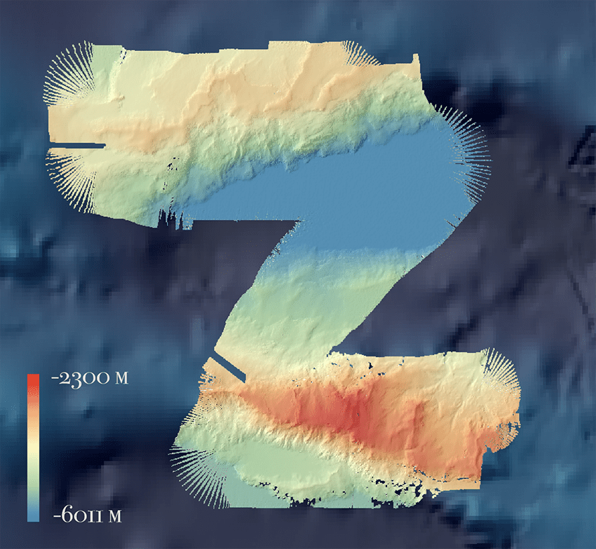 The beautiful seafloor: This structure is not only outstanding because of its elevation but also because of its absolutely plane middle part!