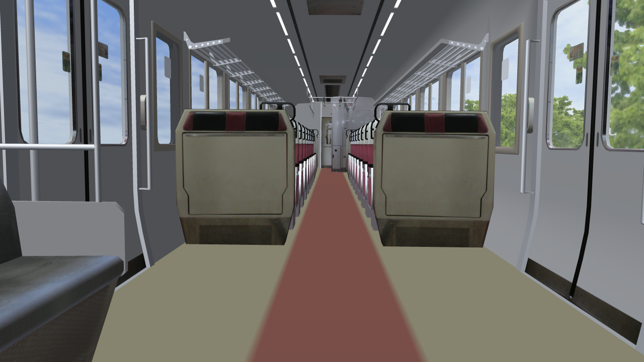 拙作初の転換クロスシート。列車の向きによって座席の向きも変更可能。