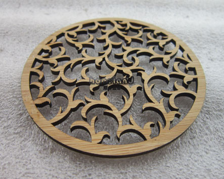 Bamboo coaster laser cutting 