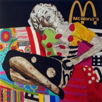 MAC MONA 100x100 cm.  Collage y acrílico sobre lienzo    € 3.500