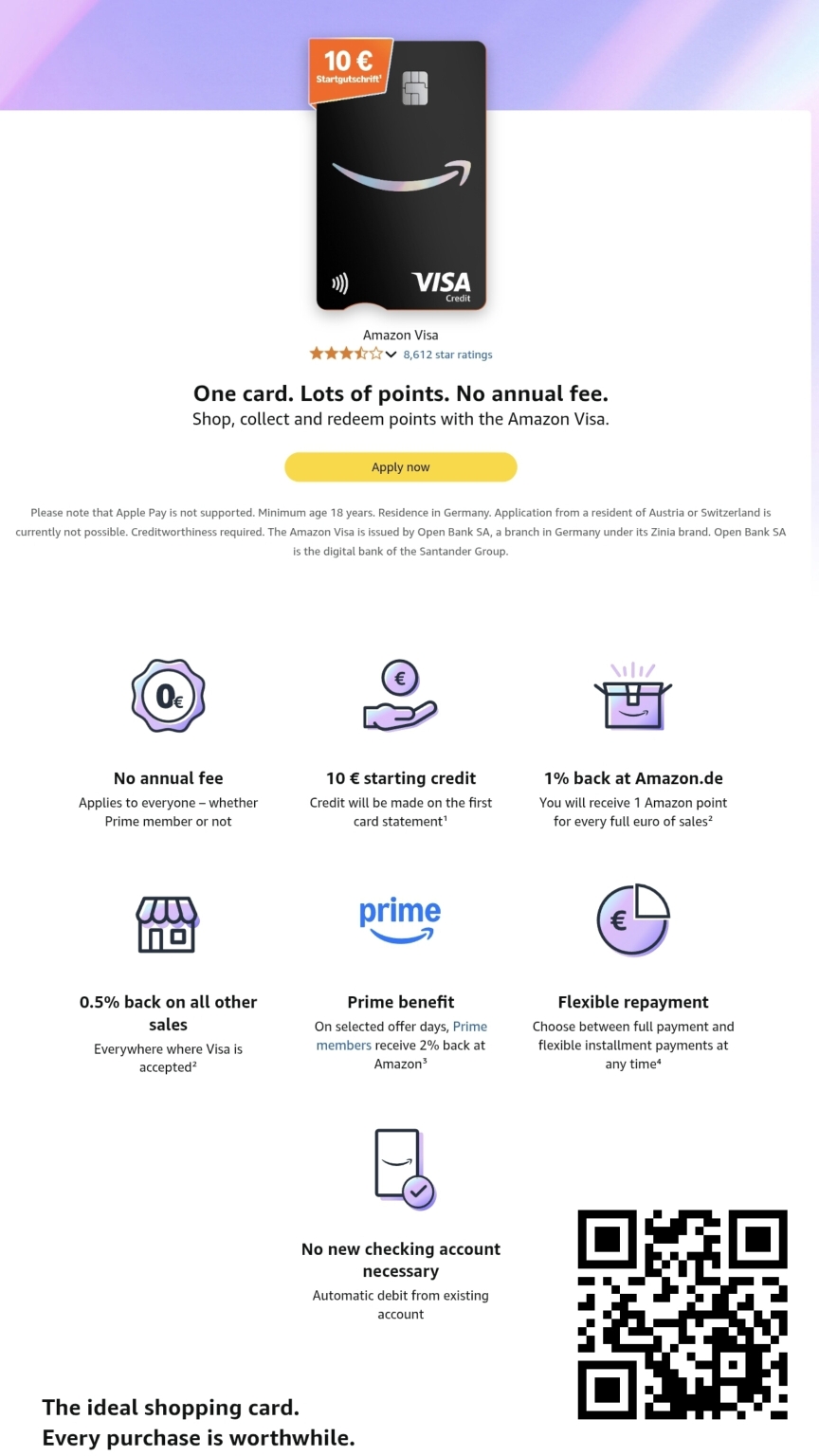 AmazonVisa Shoppingcard (+ 10 $)
