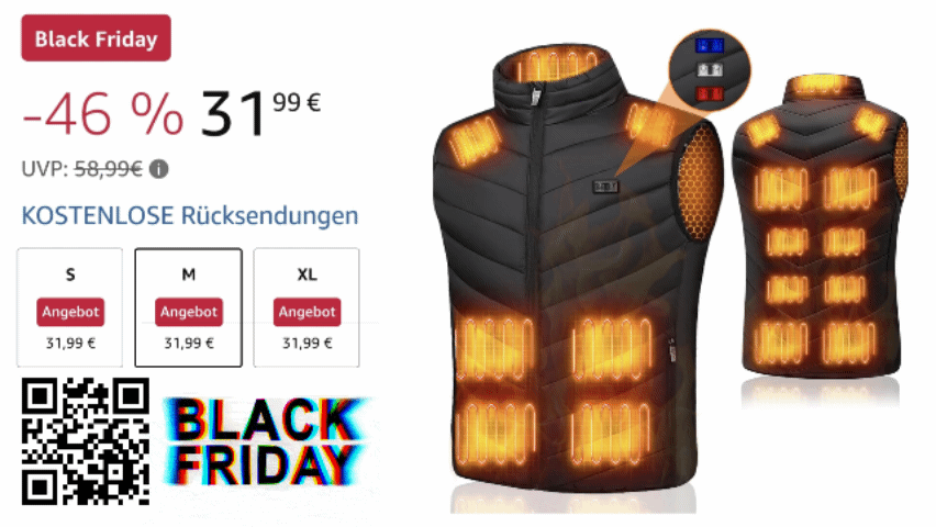 Beheizbare Weste Damen Herren