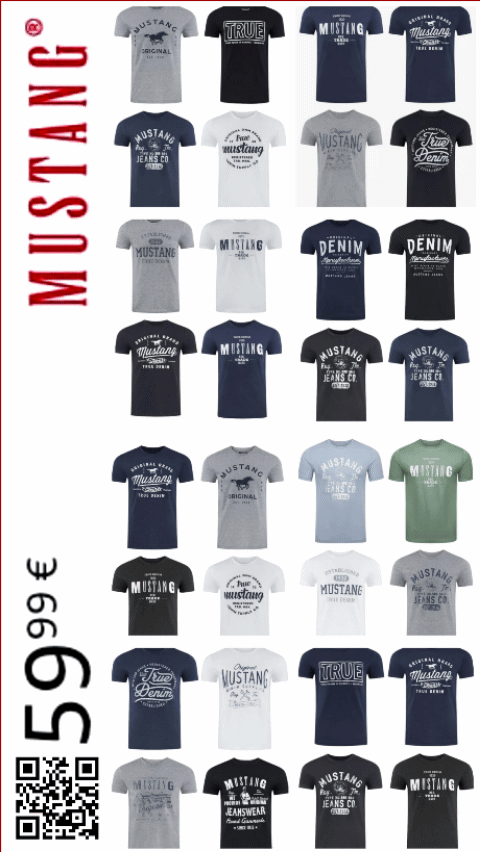 Mustang Tshirt Herren, 4er Pack, Baumwolle