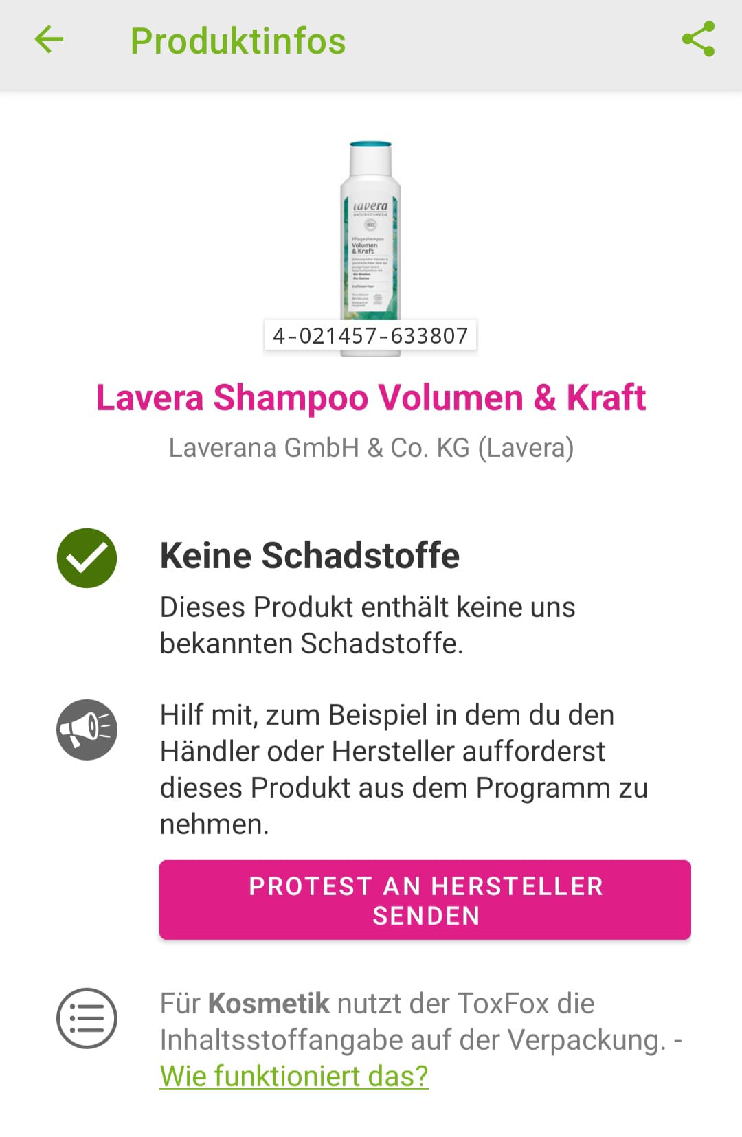 Bsp. Lavera-Shampoo Beschreibung 