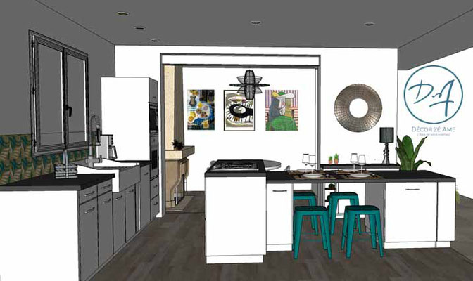 Îlot central cuisine - Décor Zé Âme