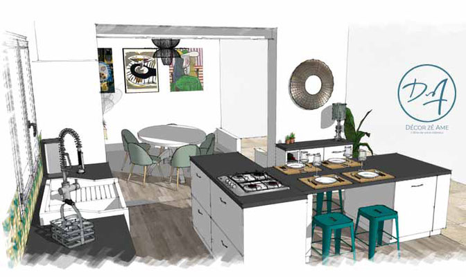 Projet cuisine St Clément de Rivière - Décor Zé Âme