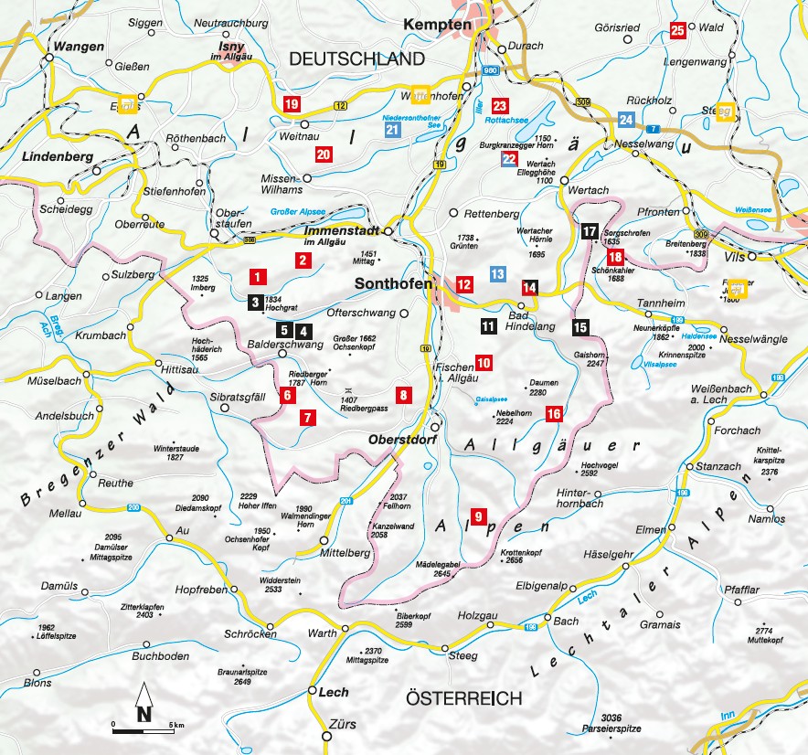 Wander-Geheimtipps im Allgäu - Karte