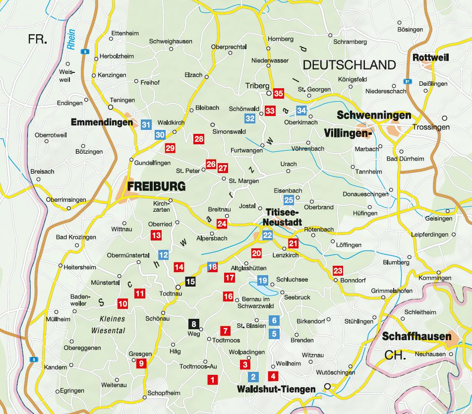 Panoramawege für Senioren Südschwarzwald - Übersichtskarte