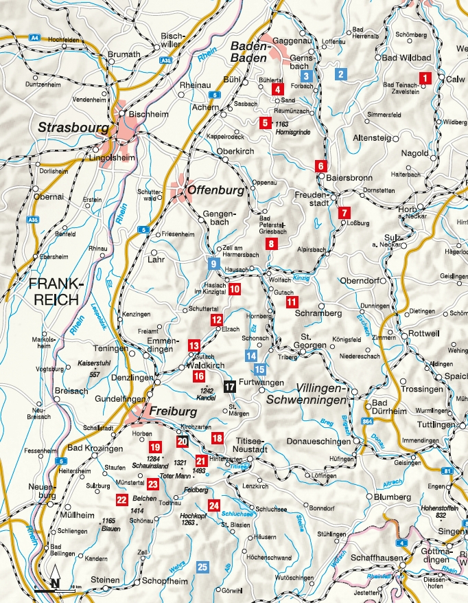 Hütten-Geheimtipps Schwarzwald - Karte