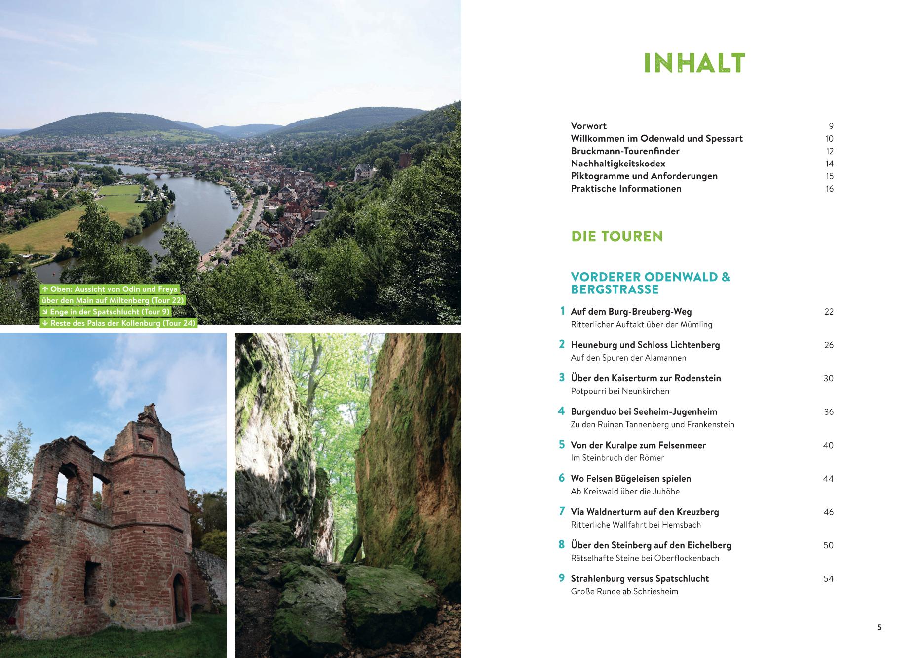 Inhaltsverzeichnis der Vergessenen Pfade Odenwald und Spessart