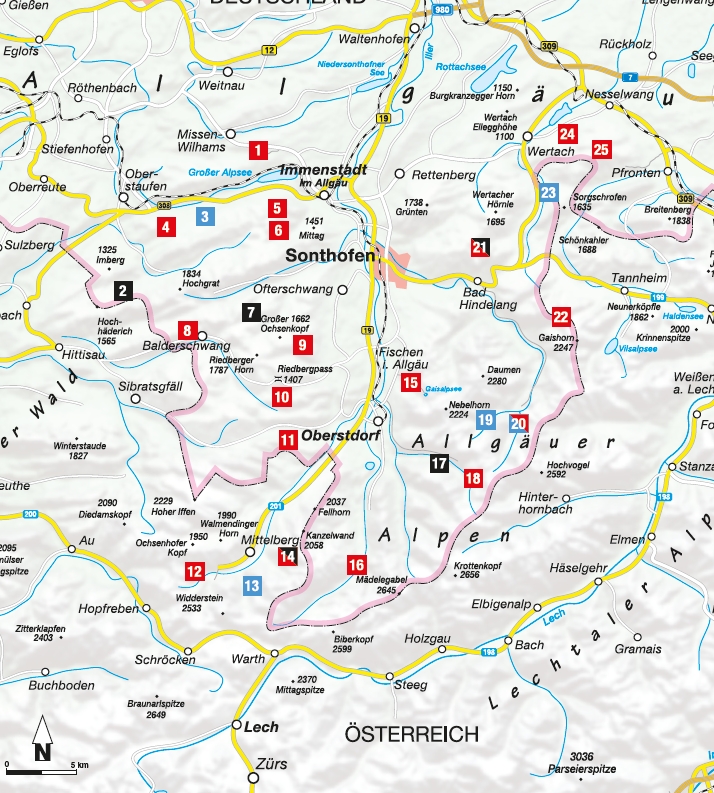 Hütten-Geheimtipps im Allgäu - Karte